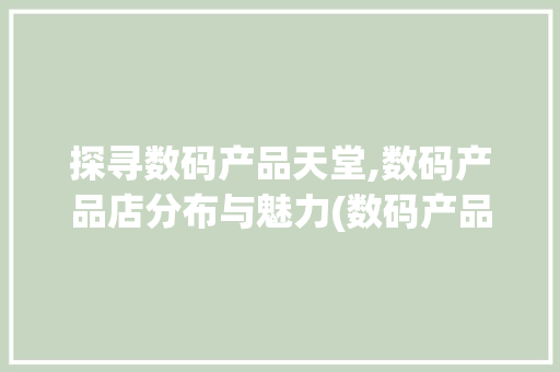 探寻数码产品天堂,数码产品店分布与魅力(数码产品店在哪里)