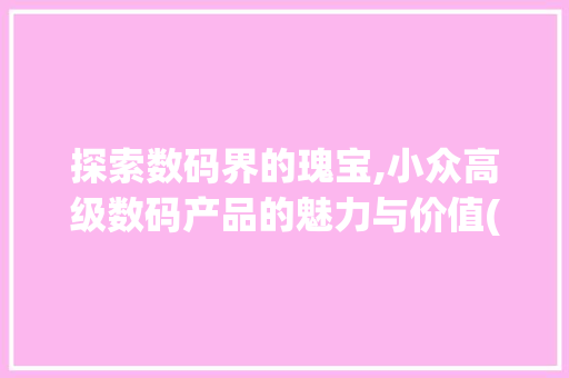 探索数码界的瑰宝,小众高级数码产品的魅力与价值(小众高级数码产品) 手机电脑