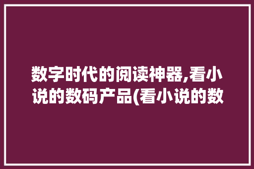 数字时代的阅读神器,看小说的数码产品(看小说的数码产品)