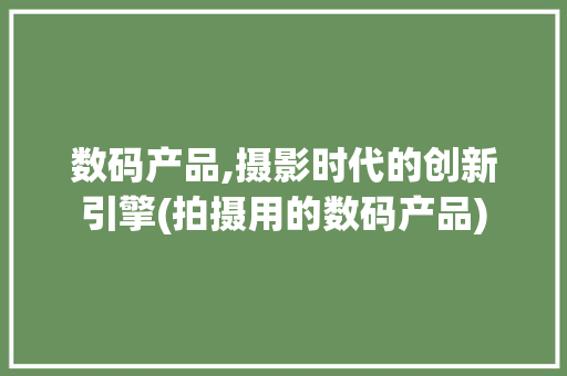 数码产品,摄影时代的创新引擎(拍摄用的数码产品)