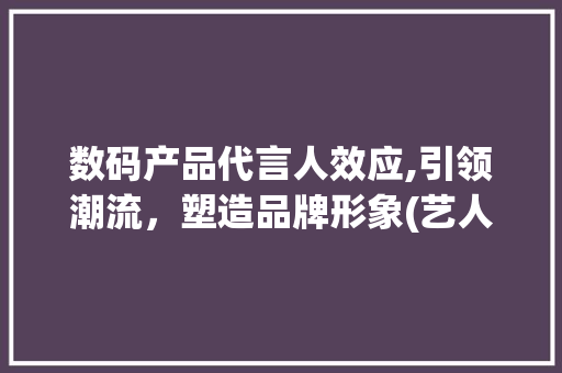 数码产品代言人效应,引领潮流，塑造品牌形象(艺人代言数码产品)