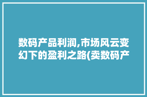 数码产品利润,市场风云变幻下的盈利之路(卖数码产品的利润) 教育法律