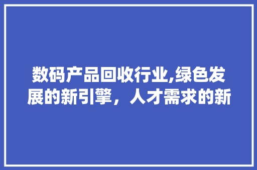 数码产品回收行业,绿色发展的新引擎，人才需求的新风口(数码产品回收招人) 时尚穿搭