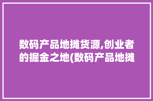 数码产品地摊货源,创业者的掘金之地(数码产品地摊货源)