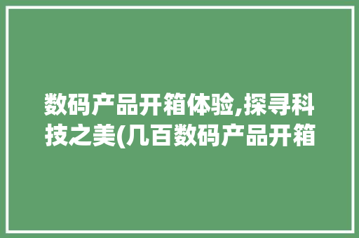 数码产品开箱体验,探寻科技之美(几百数码产品开箱) 美食菜谱