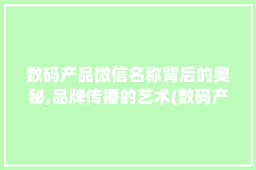 数码产品微信名称背后的奥秘,品牌传播的艺术(数码产品微信名称) 美食菜谱