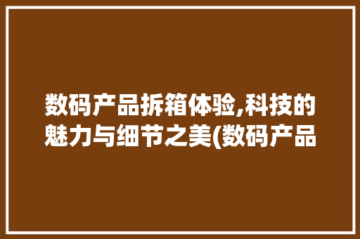 数码产品拆箱体验,科技的魅力与细节之美(数码产品拆箱竖屏)