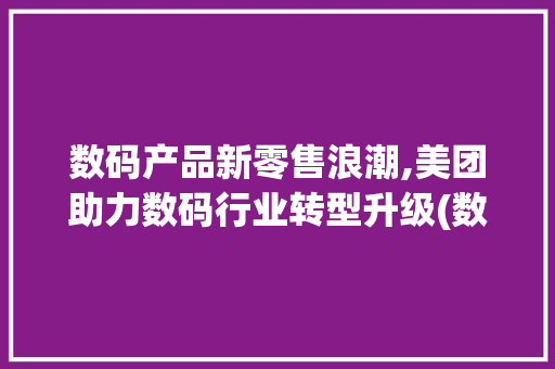 数码产品新零售浪潮,美团助力数码行业转型升级(数码产品入驻美团)