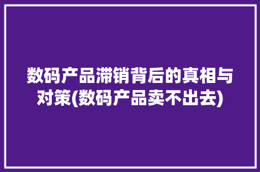 数码产品滞销背后的真相与对策(数码产品卖不出去)