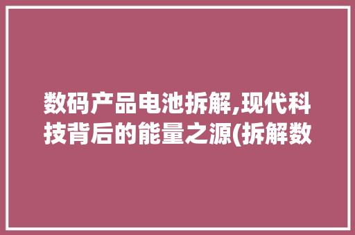 数码产品电池拆解,现代科技背后的能量之源(拆解数码产品电池)