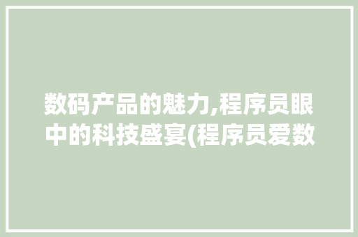 数码产品的魅力,程序员眼中的科技盛宴(程序员爱数码产品) 美食菜谱