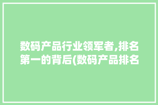 数码产品行业领军者,排名第一的背后(数码产品排名第一)