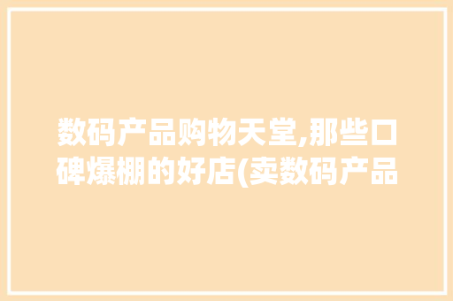 数码产品购物天堂,那些口碑爆棚的好店(卖数码产品的好店)