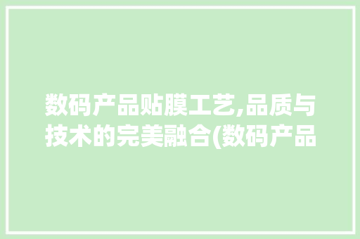 数码产品贴膜工艺,品质与技术的完美融合(数码产品工厂贴膜) 健康母婴