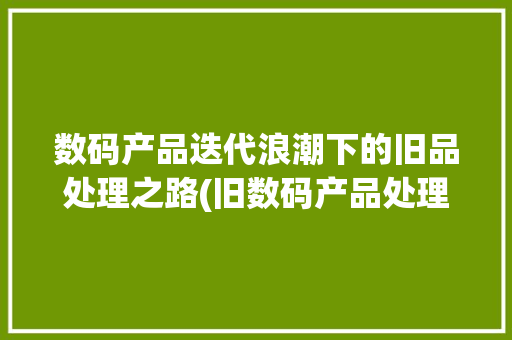 数码产品迭代浪潮下的旧品处理之路(旧数码产品处理 )