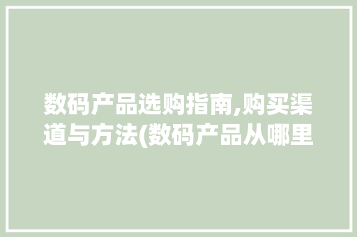 数码产品选购指南,购买渠道与方法(数码产品从哪里买)