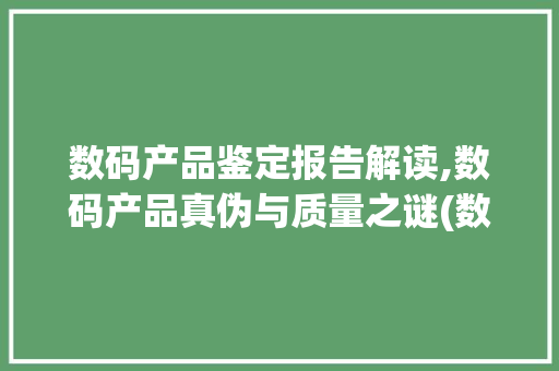 数码产品鉴定报告解读,数码产品真伪与质量之谜(数码产品鉴定报告)