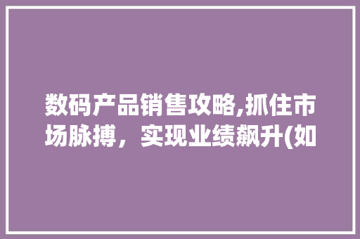 数码产品销售攻略,抓住市场脉搏，实现业绩飙升(如何卖好数码产品) 旅游攻略