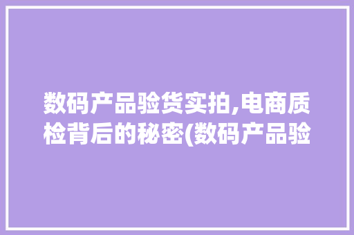 数码产品验货实拍,电商质检背后的秘密(数码产品验货实拍)