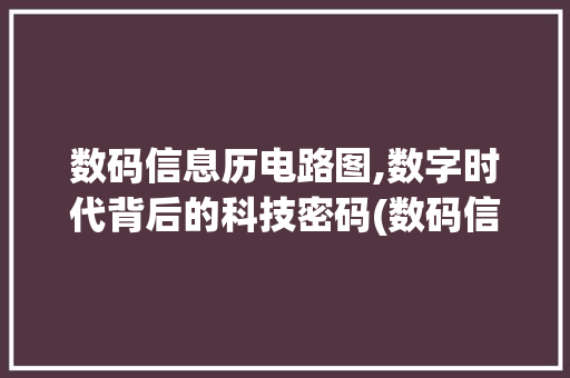 数码信息历电路图,数字时代背后的科技密码(数码信息历电路图) 时尚穿搭