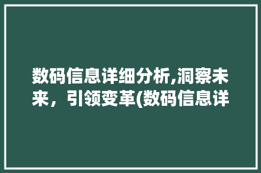 数码信息详细分析,洞察未来，引领变革(数码信息详细分析)