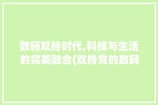 数码双持时代,科技与生活的完美融合(双持党的数码产品) 旅游攻略