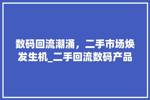 数码回流潮涌，二手市场焕发生机_二手回流数码产品的魅力(二手回流数码产品) 时尚穿搭