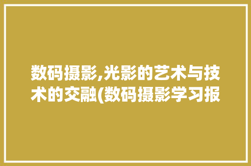 数码摄影,光影的艺术与技术的交融(数码摄影学习报告) 时尚穿搭