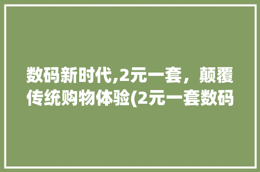 数码新时代,2元一套，颠覆传统购物体验(2元一套数码产品)