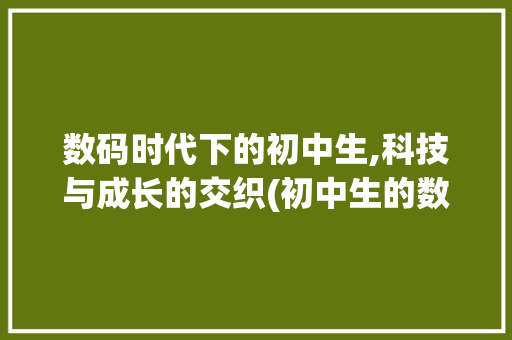 数码时代下的初中生,科技与成长的交织(初中生的数码产品)