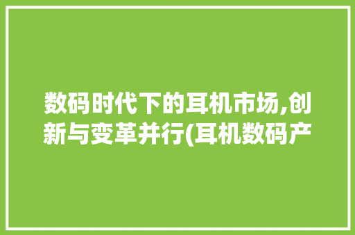数码时代下的耳机市场,创新与变革并行(耳机数码产品销售)