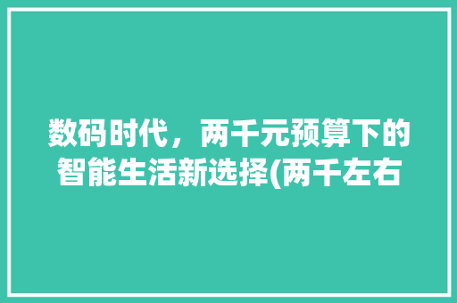 数码时代，两千元预算下的智能生活新选择(两千左右数码产品) 时尚穿搭