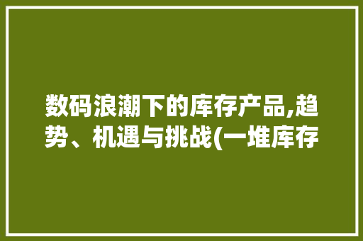数码浪潮下的库存产品,趋势、机遇与挑战(一堆库存数码产品) 健康母婴