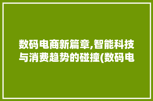 数码电商新篇章,智能科技与消费趋势的碰撞(数码电商最新信息) 旅游攻略