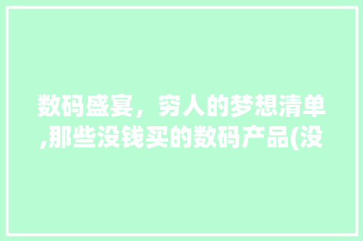 数码盛宴，穷人的梦想清单,那些没钱买的数码产品(没钱买的数码产品)