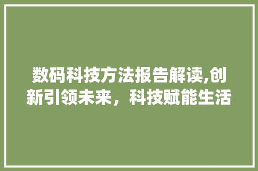 数码科技方法报告解读,创新引领未来，科技赋能生活(数码科技方法报告)