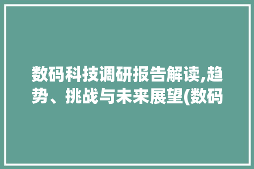 数码科技调研报告解读,趋势、挑战与未来展望(数码科技调研报告)