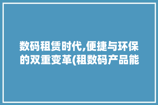 数码租赁时代,便捷与环保的双重变革(租数码产品能不能)