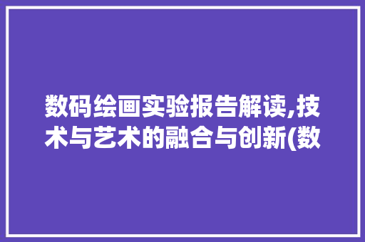 数码绘画实验报告解读,技术与艺术的融合与创新(数码绘画实验报告)