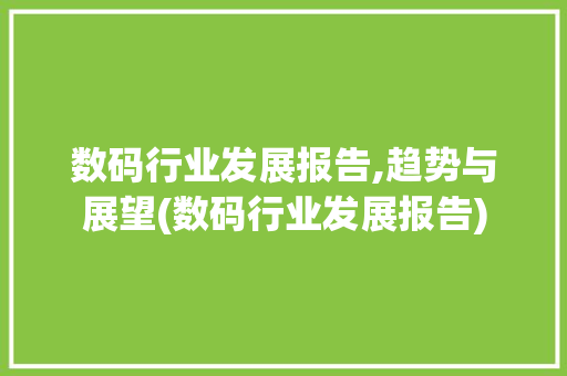 数码行业发展报告,趋势与展望(数码行业发展报告)
