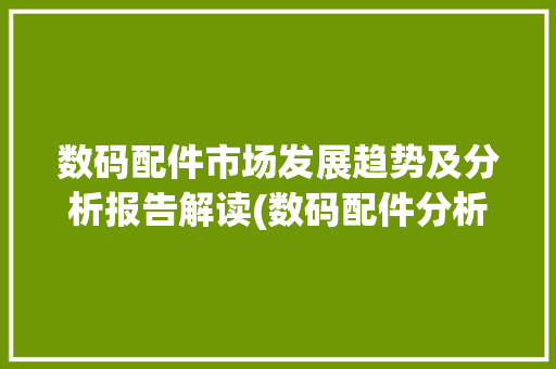 数码配件市场发展趋势及分析报告解读(数码配件分析报告) 健康母婴