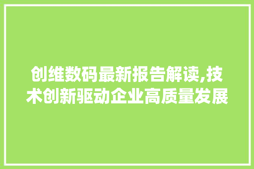 创维数码最新报告解读,技术创新驱动企业高质量发展(创维数码最新报告)