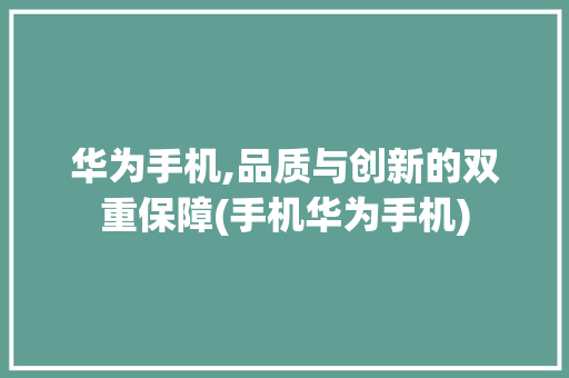 华为手机,品质与创新的双重保障(手机华为手机)