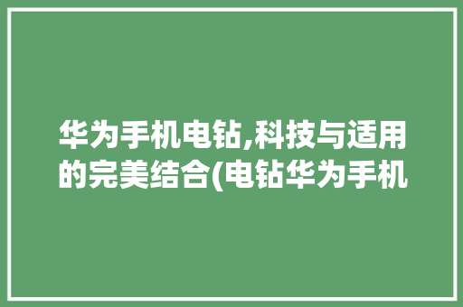 华为手机电钻,科技与适用的完美结合(电钻华为手机)