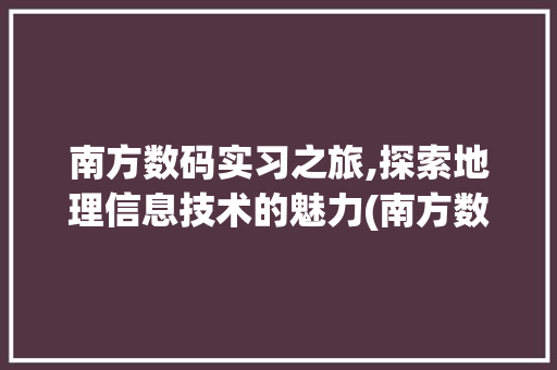 南方数码实习之旅,探索地理信息技术的魅力(南方数码实习报告) 健康母婴