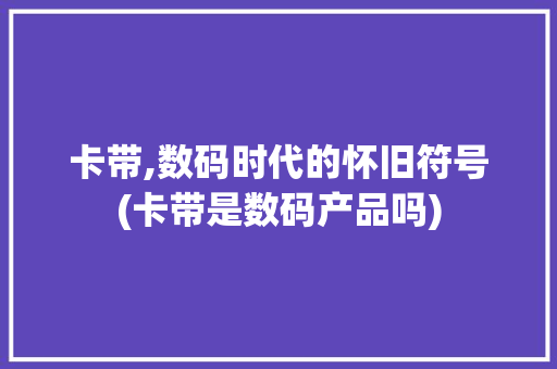 卡带,数码时代的怀旧符号(卡带是数码产品吗)