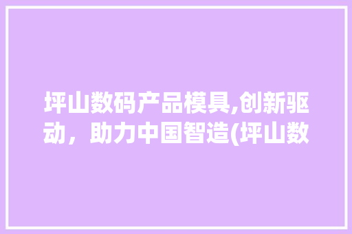 坪山数码产品模具,创新驱动，助力中国智造(坪山数码产品模具)