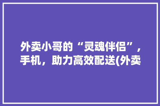 外卖小哥的“灵魂伴侣”,手机，助力高效配送(外卖小哥手机)