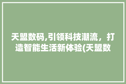 天盟数码,引领科技潮流，打造智能生活新体验(天盟数码产品推荐) 旅游攻略