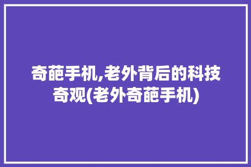 奇葩手机,老外背后的科技奇观(老外奇葩手机)